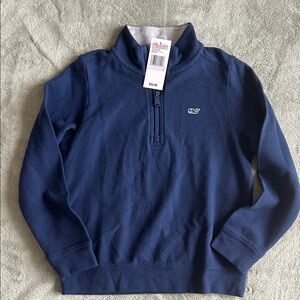 Vineyard Vines Navy Half-Zip Sweatshirt with Whale Logo